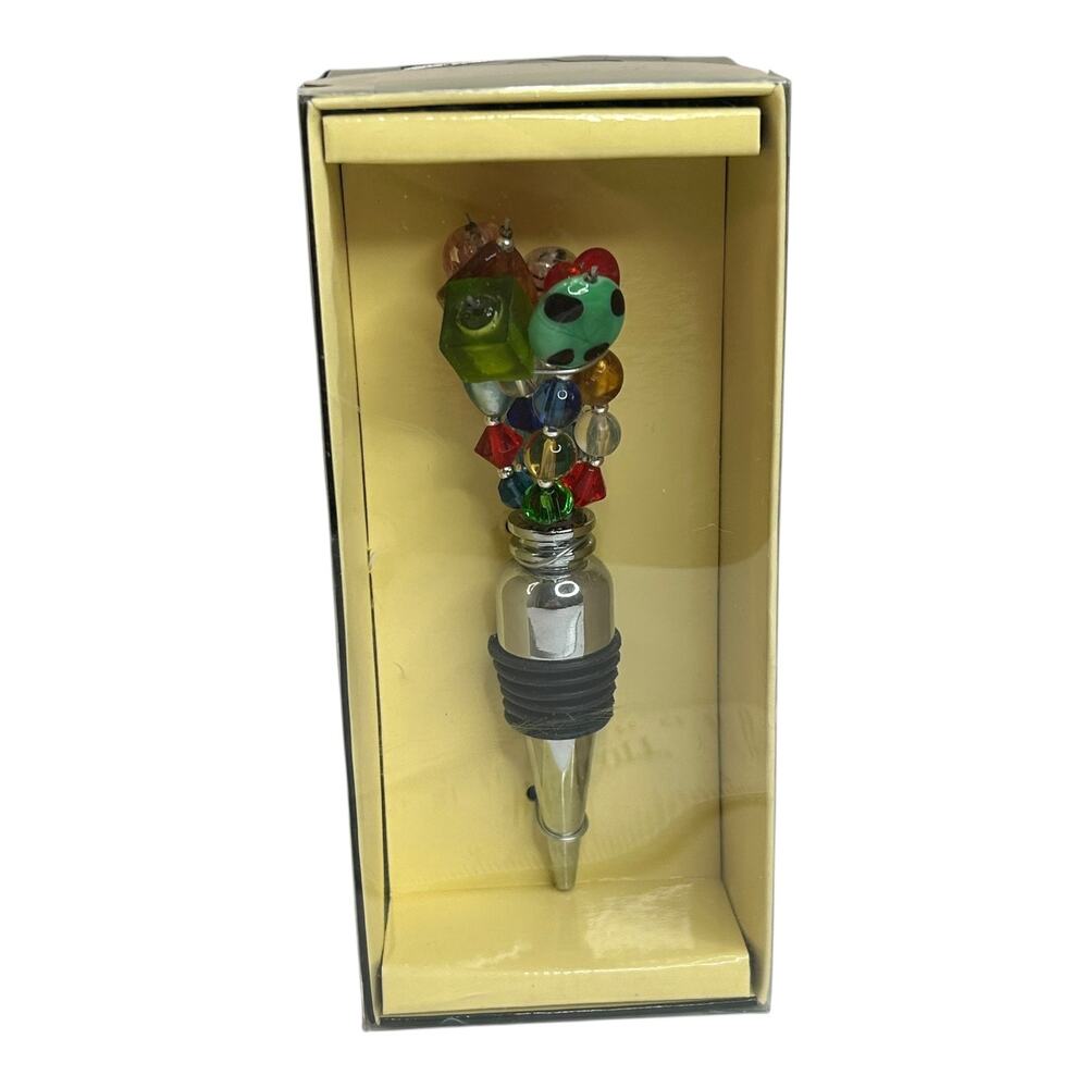 Colorful Art Glass Beads Bottle Stopper Bed Bath and Beyond NIB